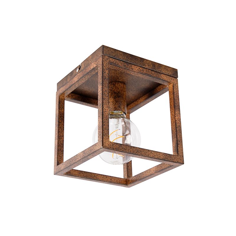 Industriële plafondlamp roestbruin - Cage