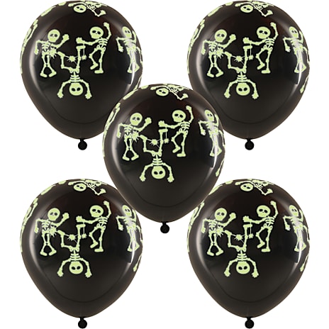 Halloween glowballoner 30 cm 5-pak - flere varianter - assorteret