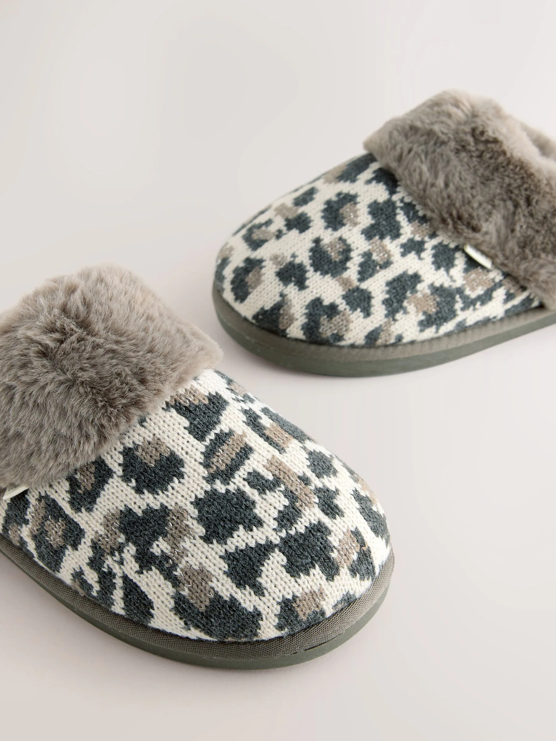 Animal - Knit Faux Fur Mule Slippers