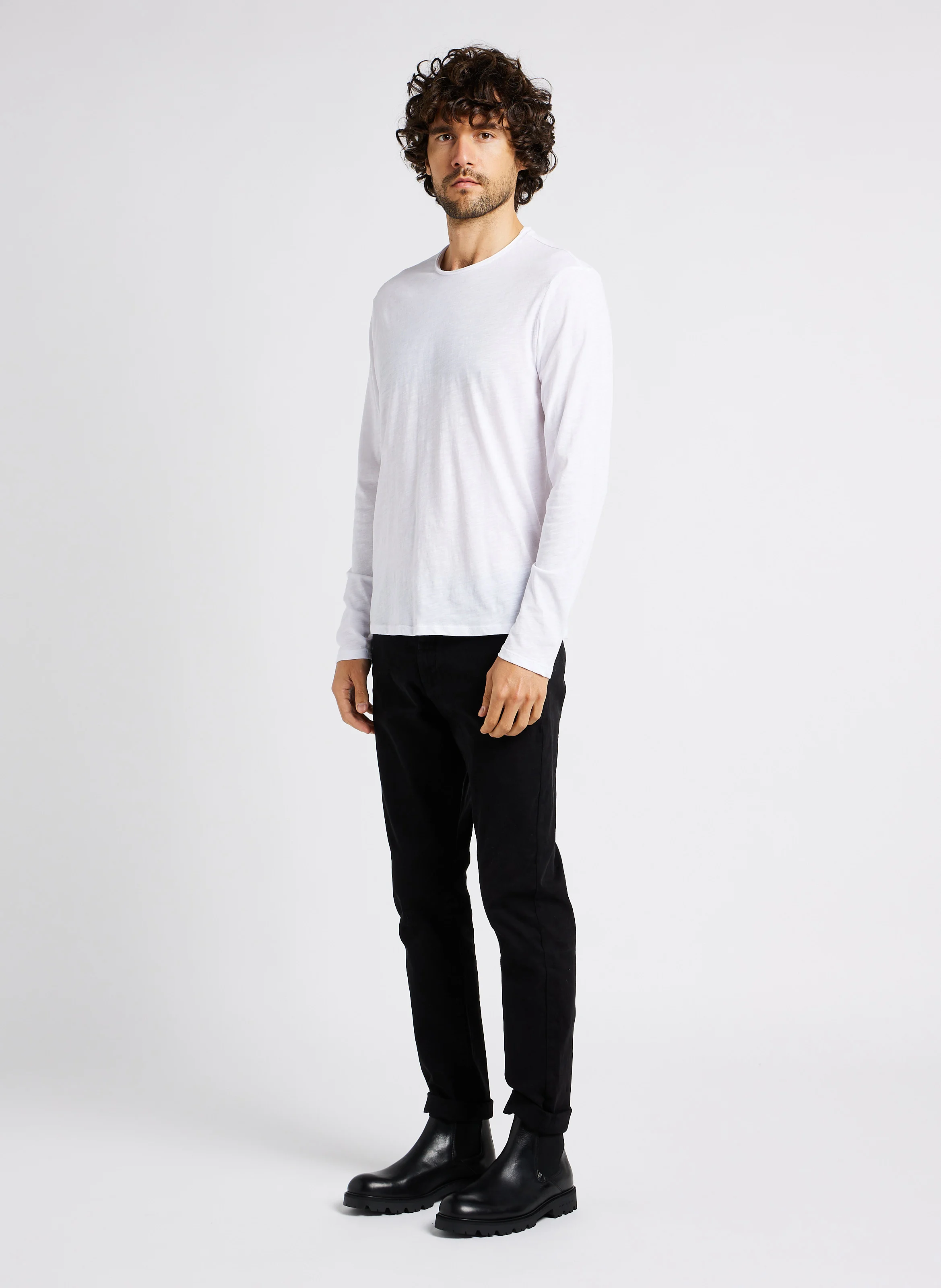 Tee-shirt col rond en coton| Blanc