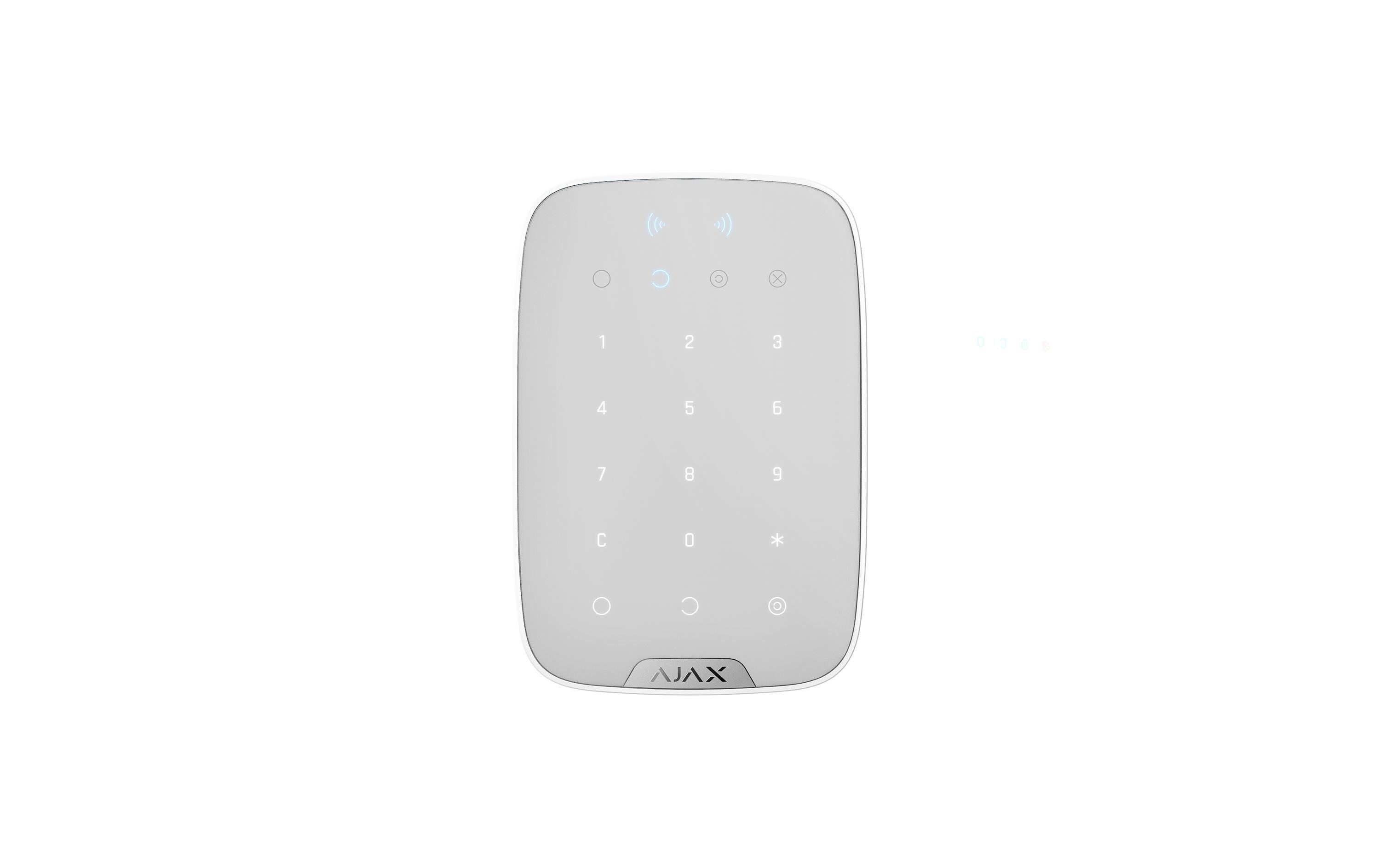 Baseline KeyPad Plus Jeweller Weiss<br>Kabelloses Touch-Bedienteil mit Authentifizierung über Pass, Tag und Codes