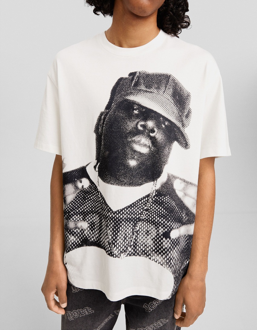 Camiseta de manga curta com estampa do Notorious BIG