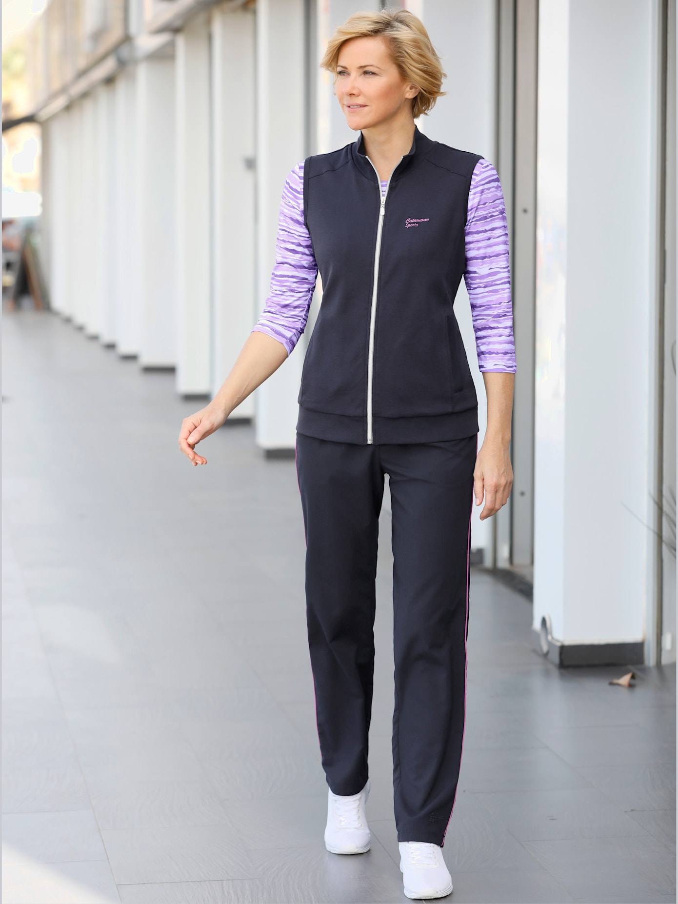 Pantalon de loisirs empiècements latéraux contrastés