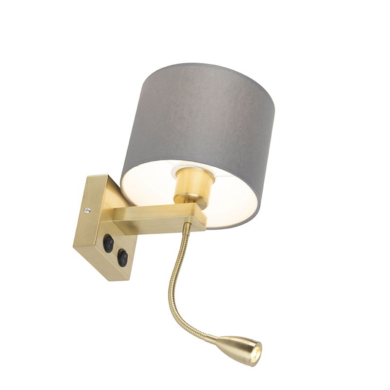 Art deco wandlamp goud met grijze kap - Brescia