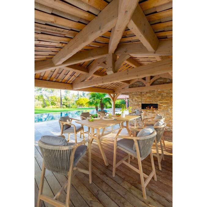 Table haute de jardin rectangulaire PAPOUASIE Acacia