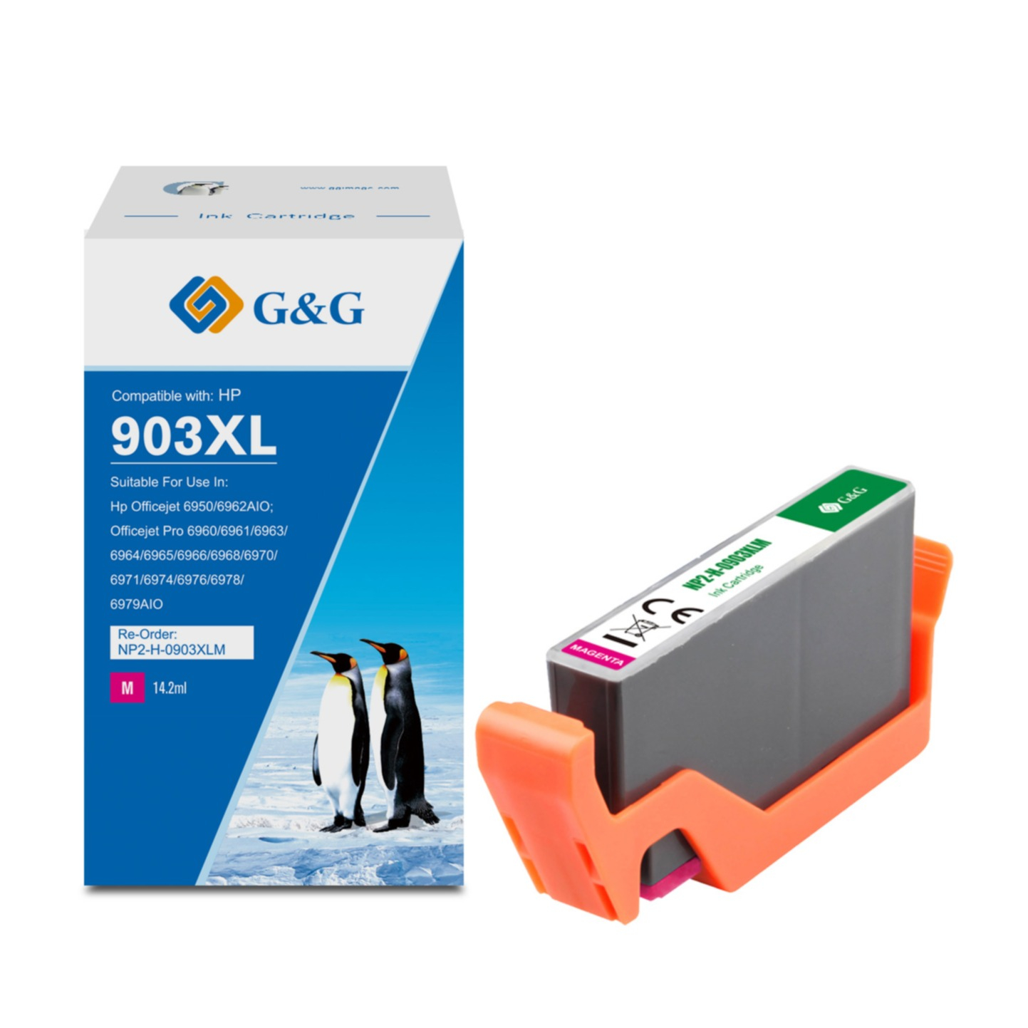 Ersetzt HP 903XL M Druckerpatrone Printer Tintenpatrone (825 Seiten / 14.2ml) - Rot
