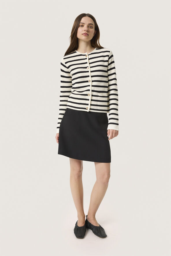 Soaked in Luxury SLMusling Jacket Black and white stripe