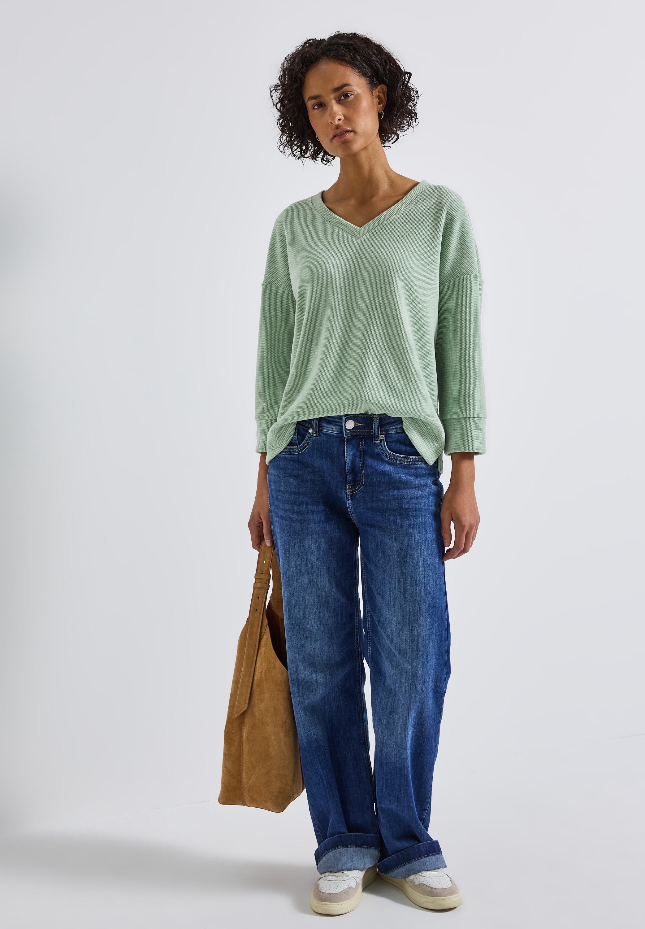 STREET ONE 3/4 Arm-Pullover mit Rippbündchen