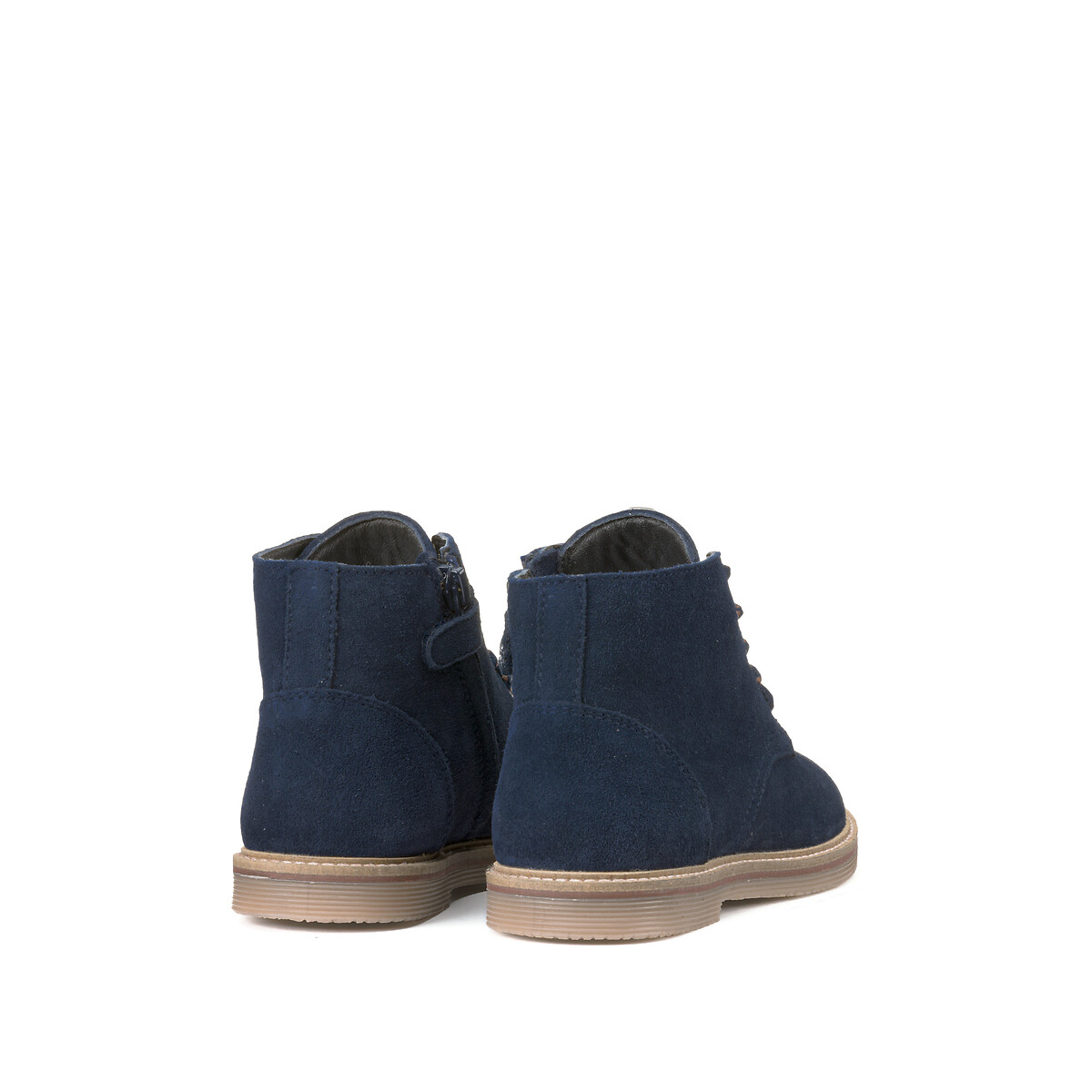 COLEÇÃO LA REDOUTE<br>Botas de tornozelo em couro com zíper e cadarços