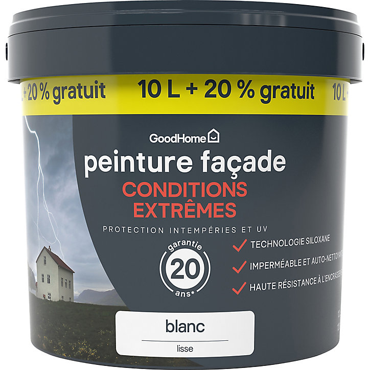 Peinture extérieure façade autonettoyante Premium GoodHome blanc 10L +20% gratuit
