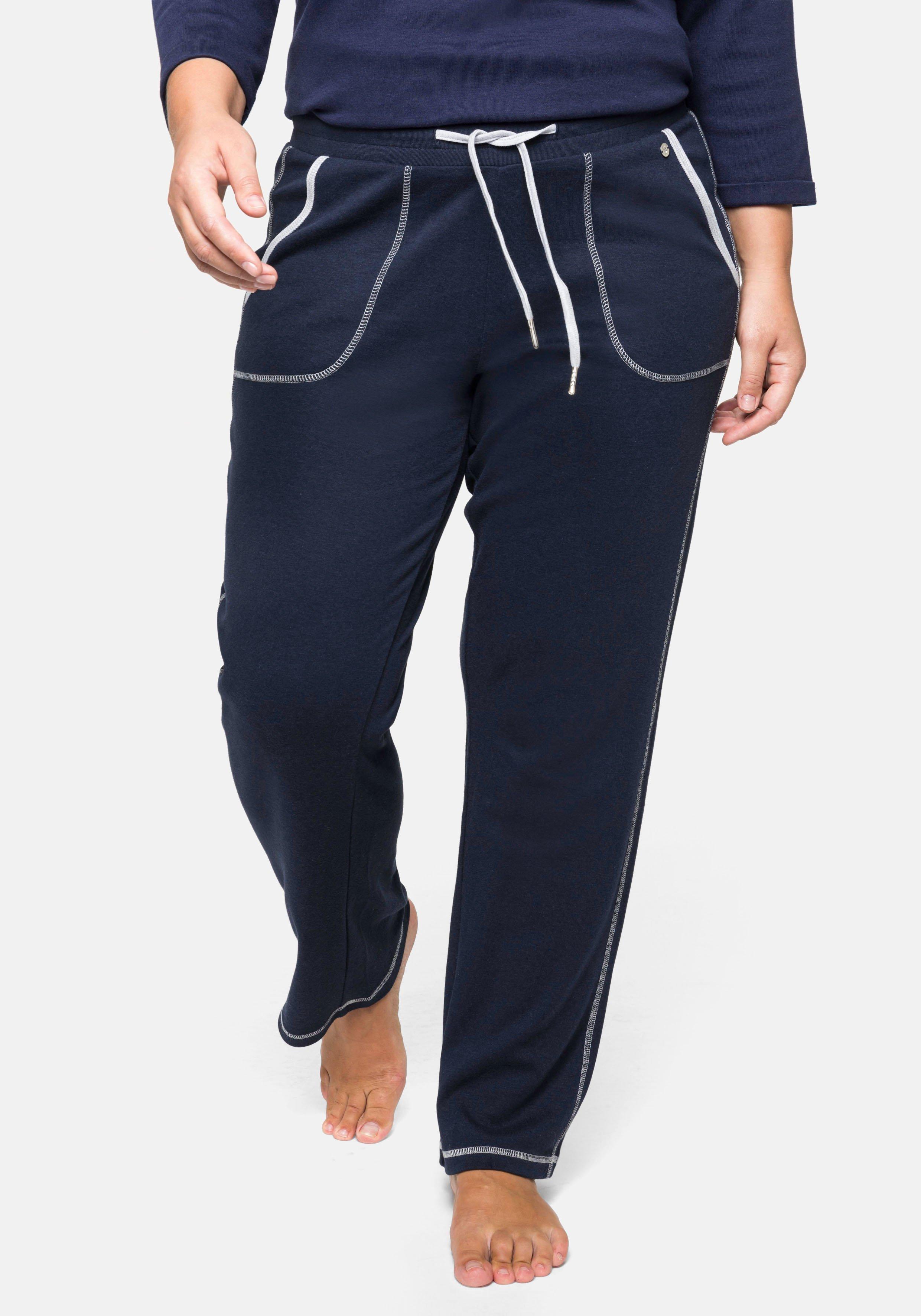 Relaxhose mit Kontrastnähten, in gerader Form