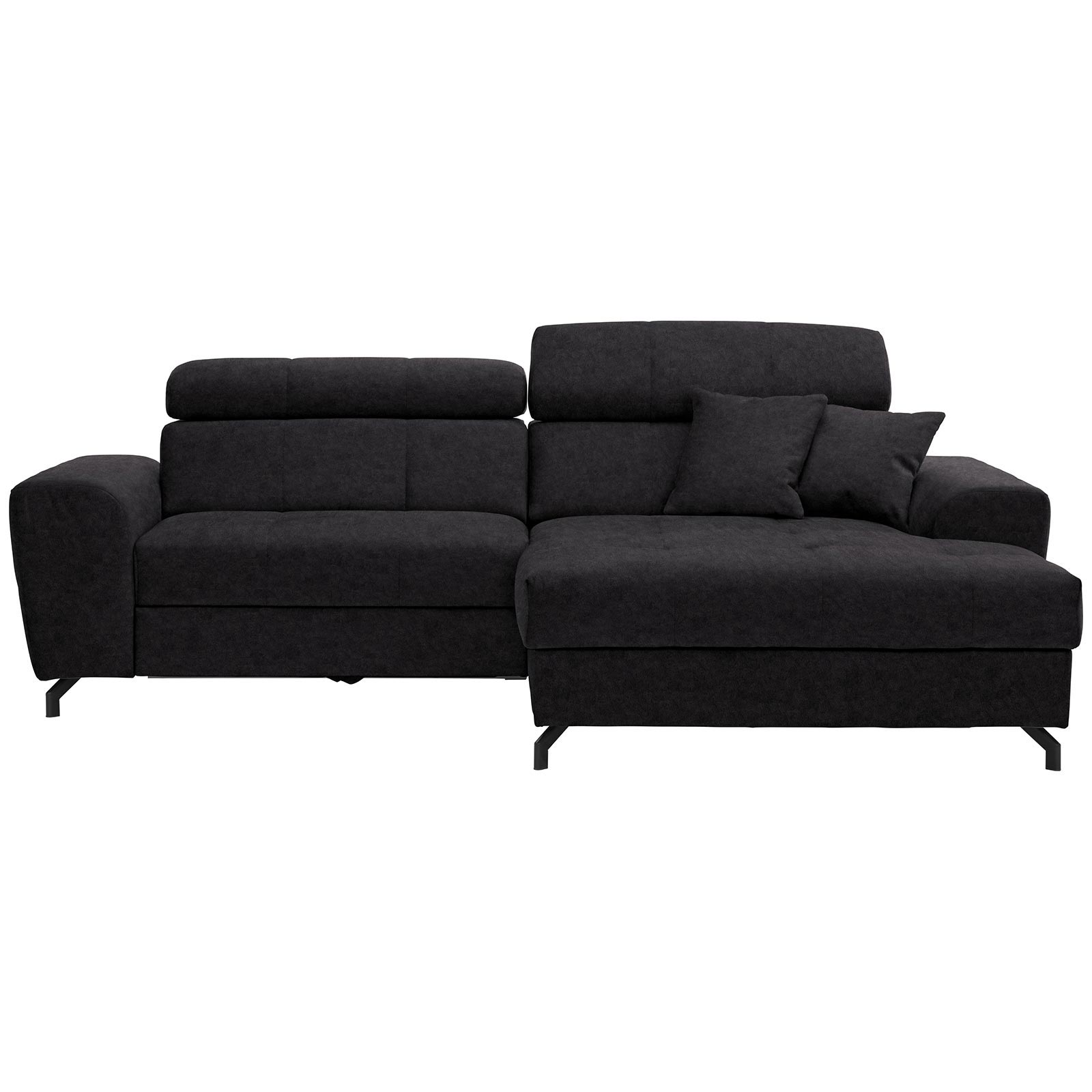 Ecksofa - graphit - Samt - mit Liegefunktion - Recamiere rechts