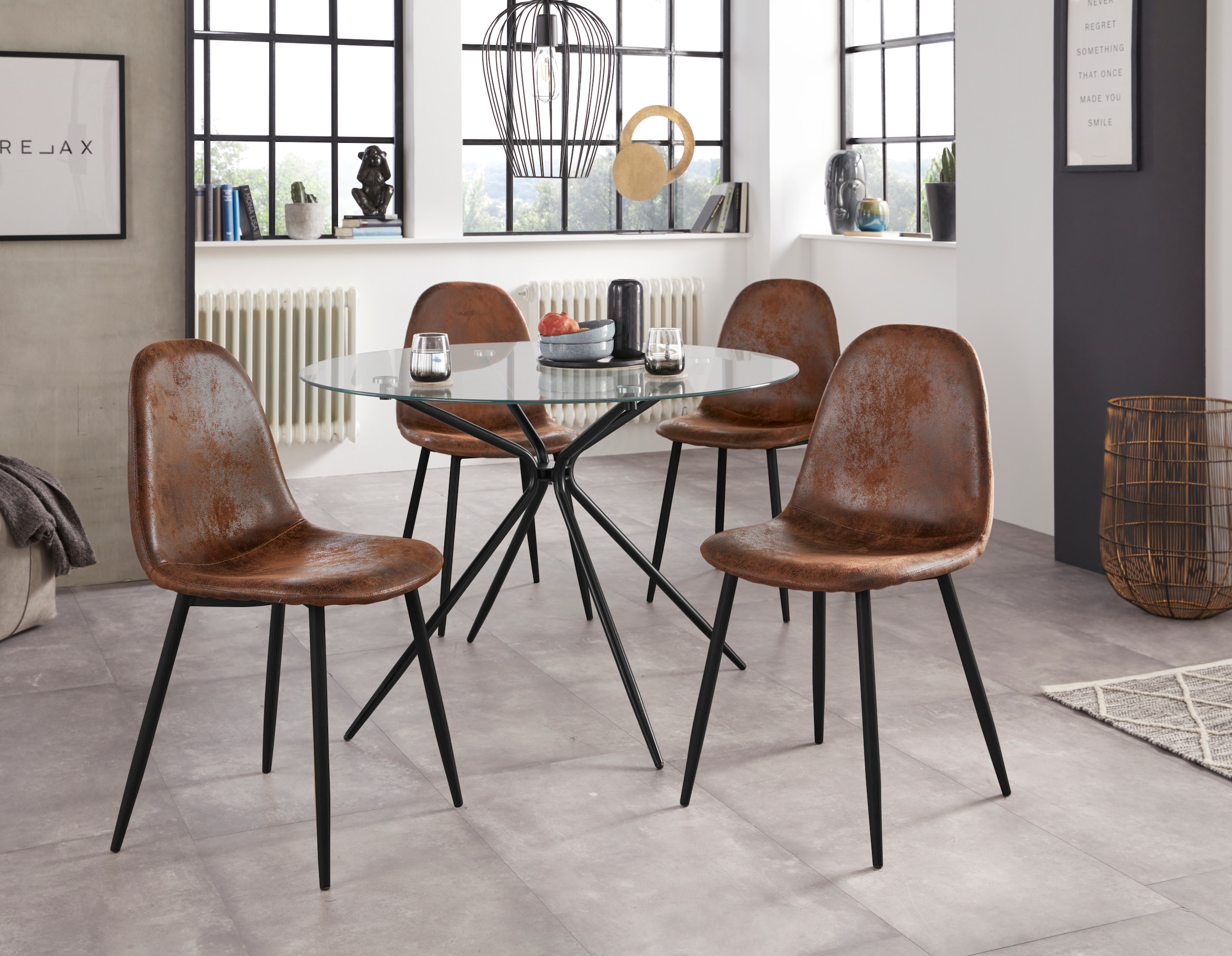 INOSIGN Glastisch »Silvi, TOPSELLER!« Esstisch, Glastisch, OTTOs Choice,  rund, Ø 110 cm, schwarzes Metallgestell