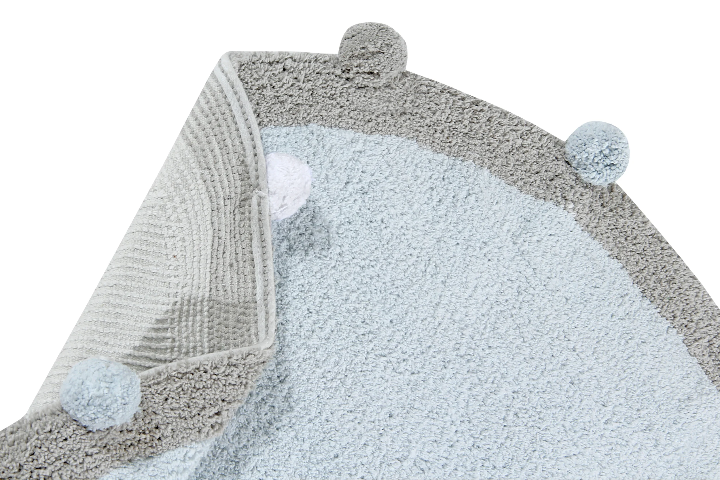 PÉTILLANT - Tapis rond lavable en coton | Bleu