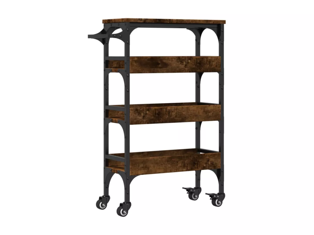 Chariot de cuisine chêne fumé 53x20x76 cm bois d'ingénierie