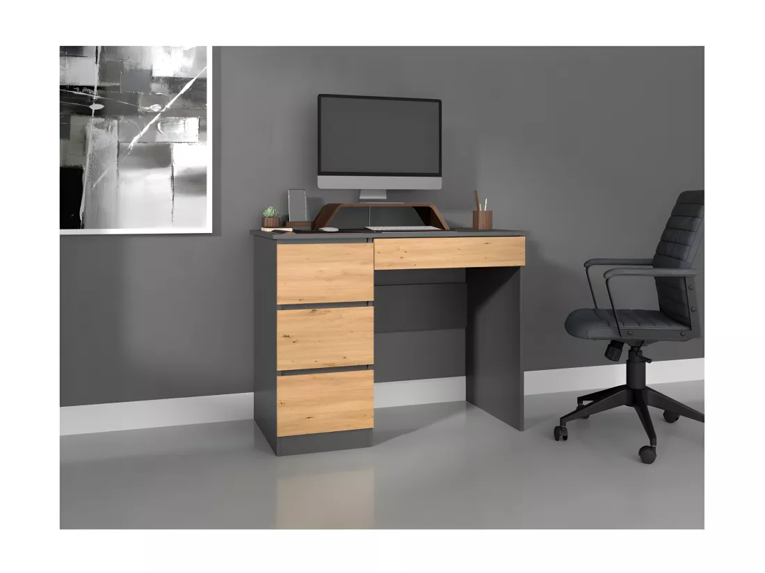MESO - Bureau droit style moderne bureau/chambre - 98x51x76 cm - 4 tiroirs