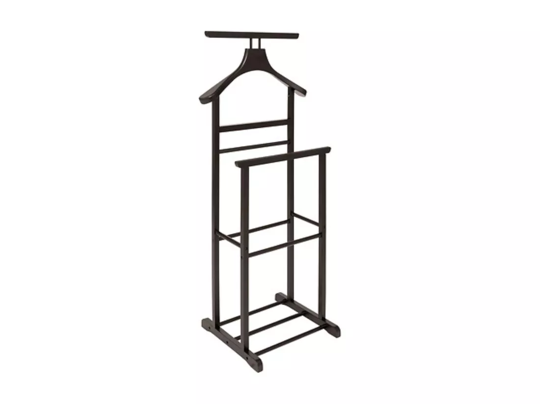 Valet de nuit , valet de chambre double en bois coloris noir - Longueur 47 x Profondeur 35 x Hauteur 103 cm
