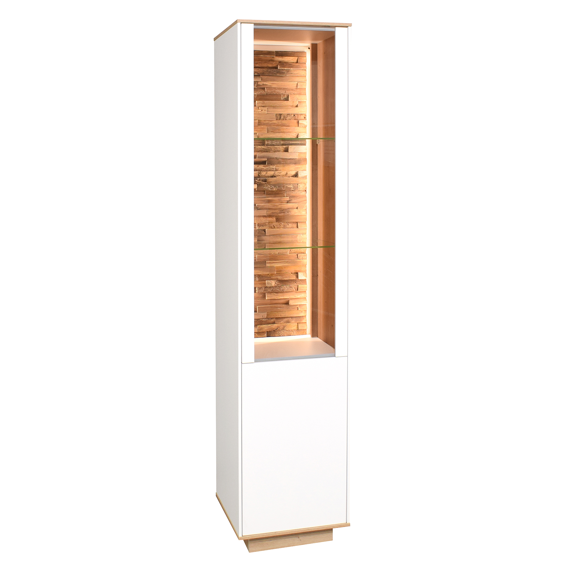 Standvitrine - weiß matt - Asteiche - 186 cm