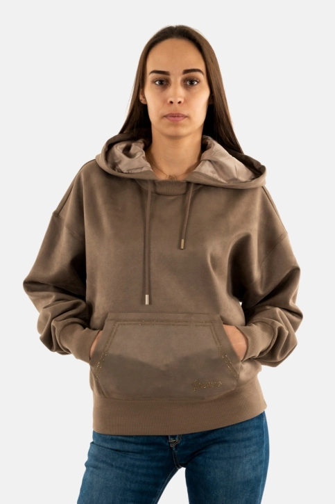 Sweat guess jeans hooded f1bm walnut shell multi