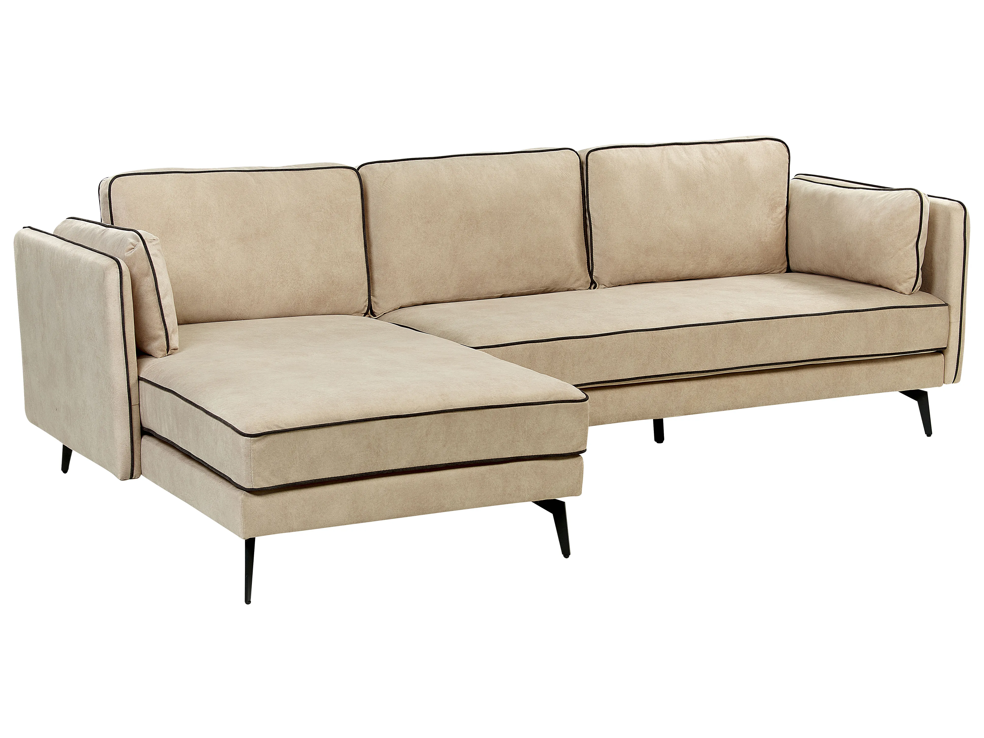 Hoekbank 3-zits ALTAN Fluweel Beige rechtszijdig