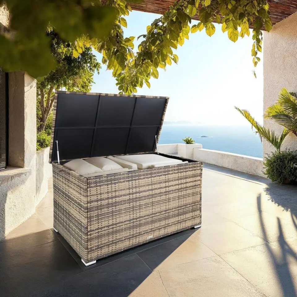 tectake Kussenbox Oslo met aluminium frame 145x82,5x79,5cm, Natuur