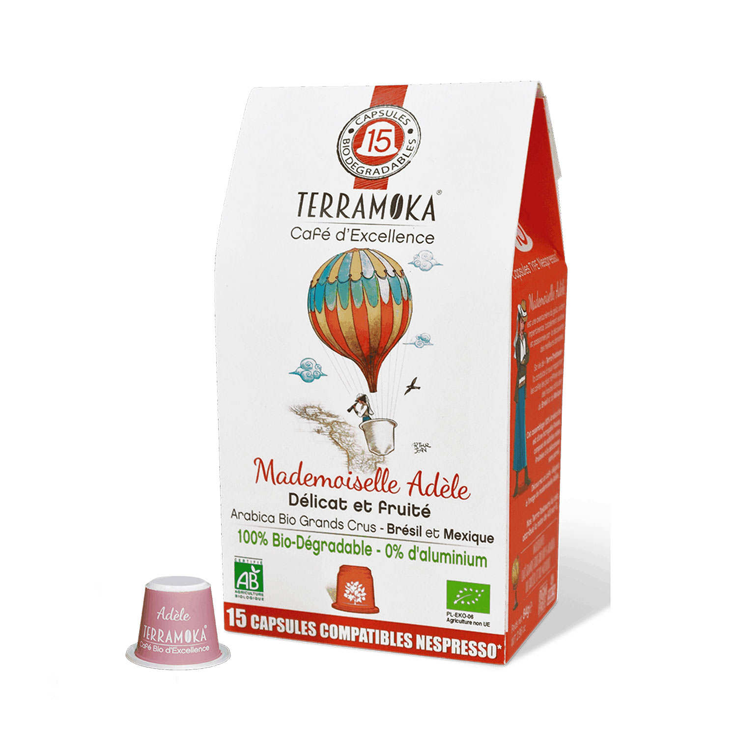 Adèle - café grand cru bio en capsules compatibles Nespresso® biodégradables