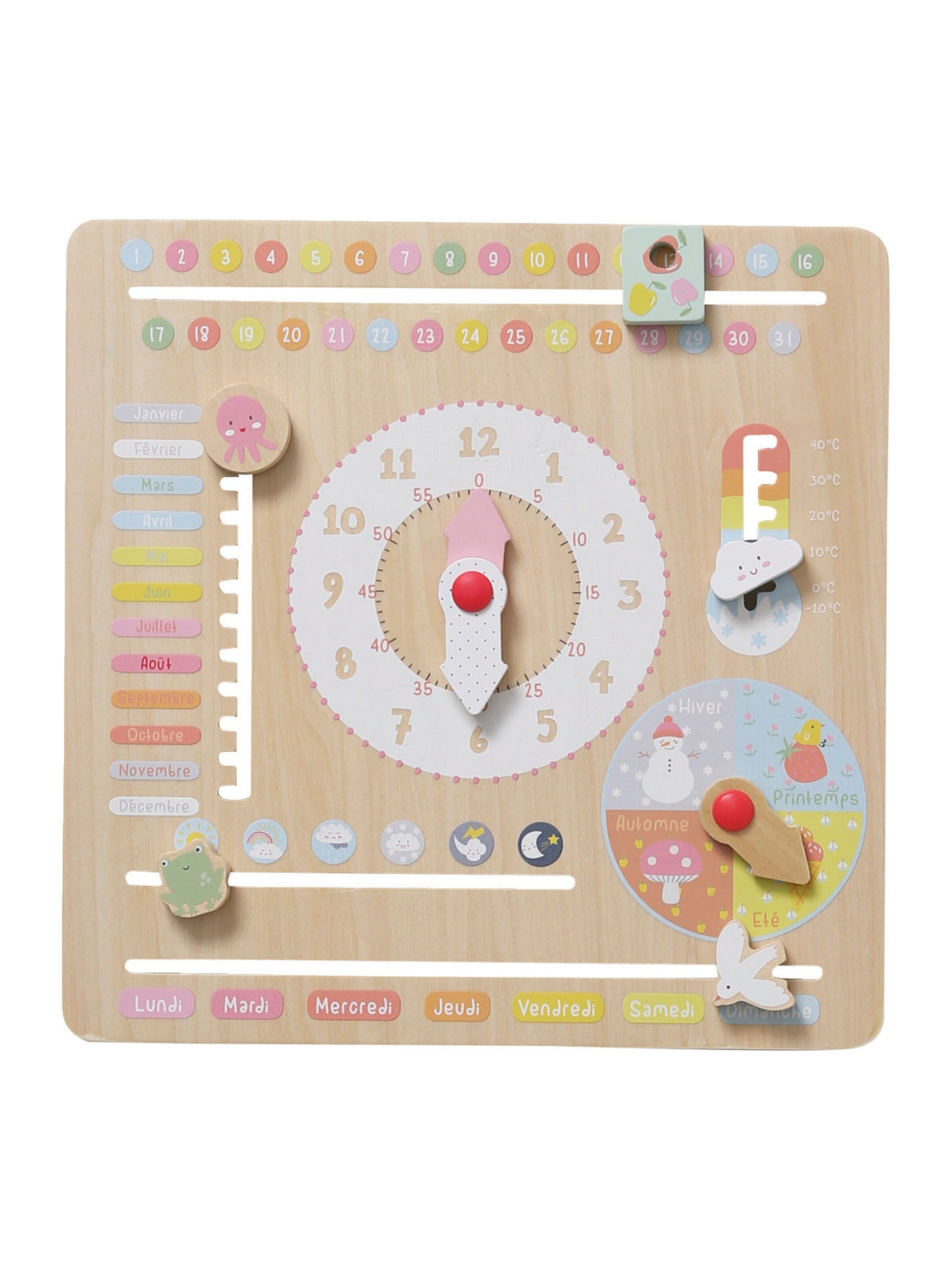 Vertbaudet Kinder Spieluhr mit Kalender, Holz FSC® hellbeige