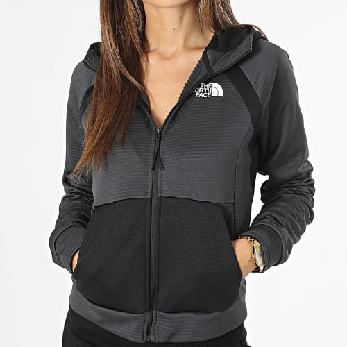 Sweat Zippé Capuche Femme Full Zip Fleece A856C Gris Anthracite Noir
