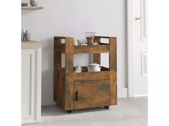 Chariot de cuisine Chêne fumé 60x45x80 cm Bois d'ingénierie