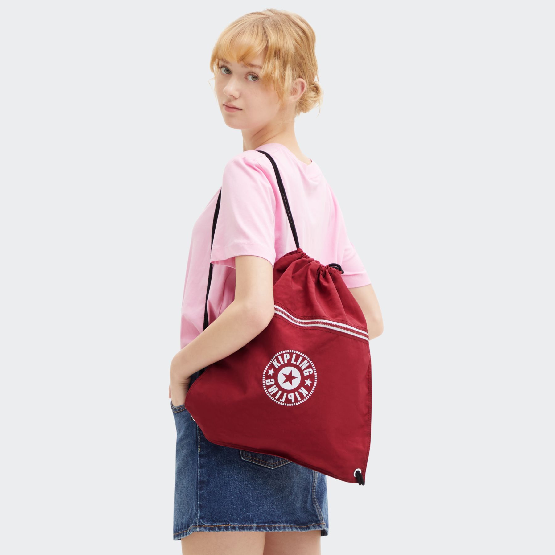 SUPERTABOO Sac Moyen avec Cordon de Serrage et Poche Frontale - Funky Red Combo