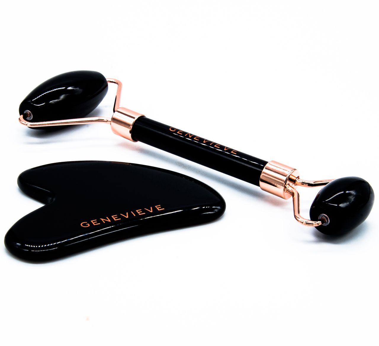 GENEVIEVE - GUA SHA & BEAUTY ROLLER OBSIDIAN-ONYX Gesichtsmassage Set