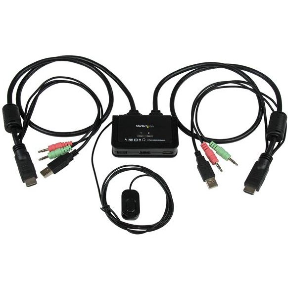 StarTech.com Switch Commutateur KVM 2 Ports USB, HDMI avec Audio et Câbles pour 2 PC sur 1 écran - Auto Alimenté