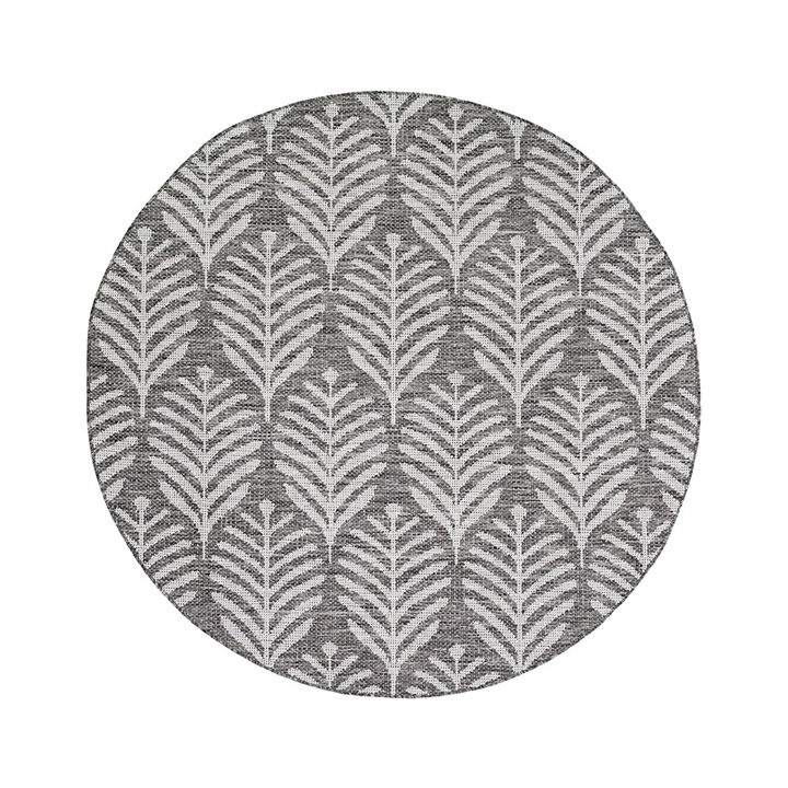 Rond buitenkleed - Summer Leaves Grijs | Botanisch