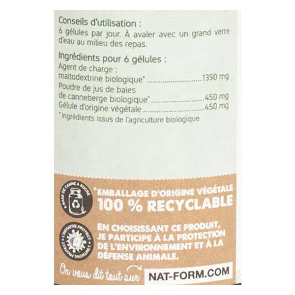 Cápsulas Vegetais de Cranberry Orgânico Nat & Form - 200 unidades