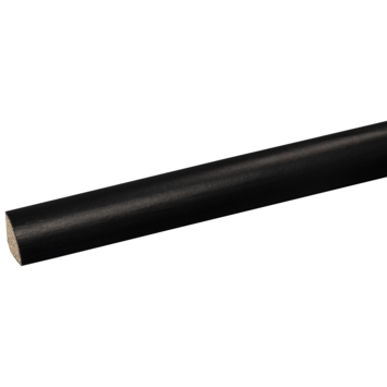 Kwartrond grenen gelakt zwart 16x16mm 270cm