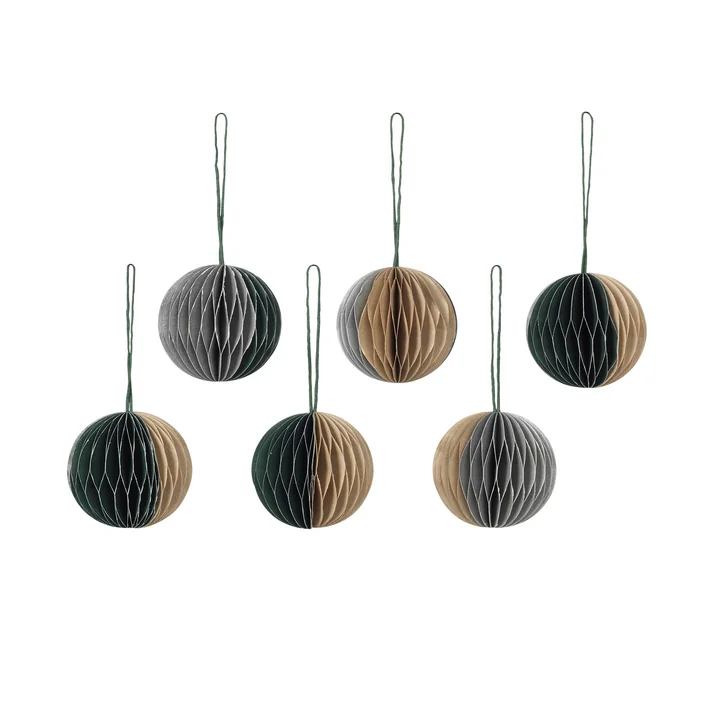 Broste Copenhagen - Christmas Ball Deko-Anhänger, Ø 5 cm, gemische Farben (1) (6er-Set)