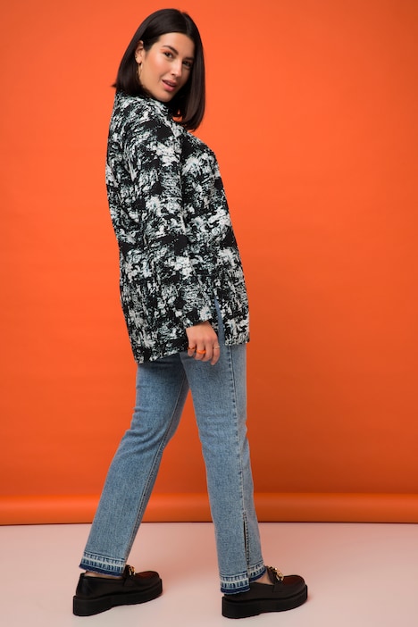 Hemdbluse, Boxy Fit, Batik Print, Hemdkragen, Langarm