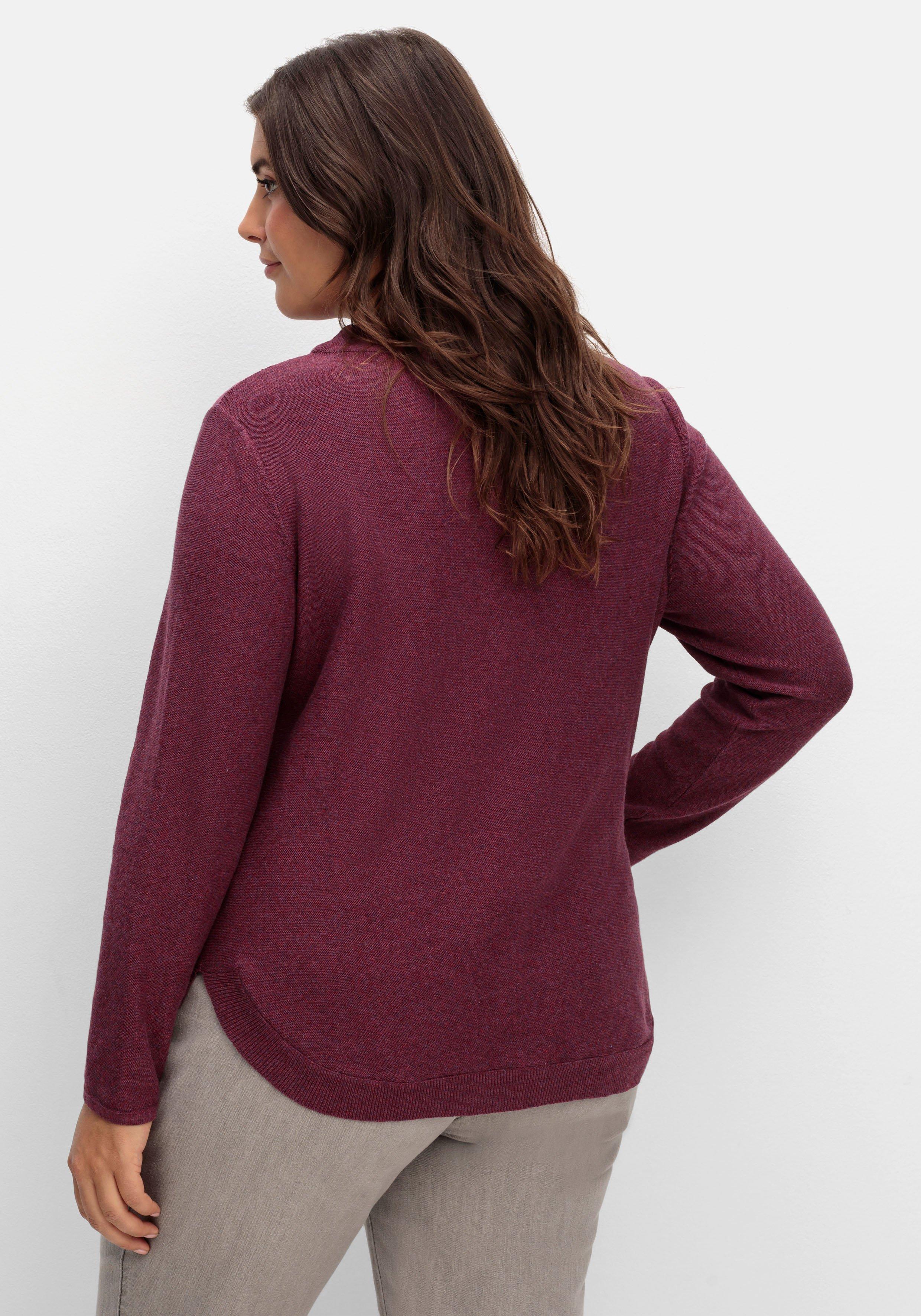 Pullover mit Stehkragen und gerundetem Saum