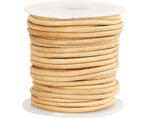 Beige leren band, 2 mm, 10 m
