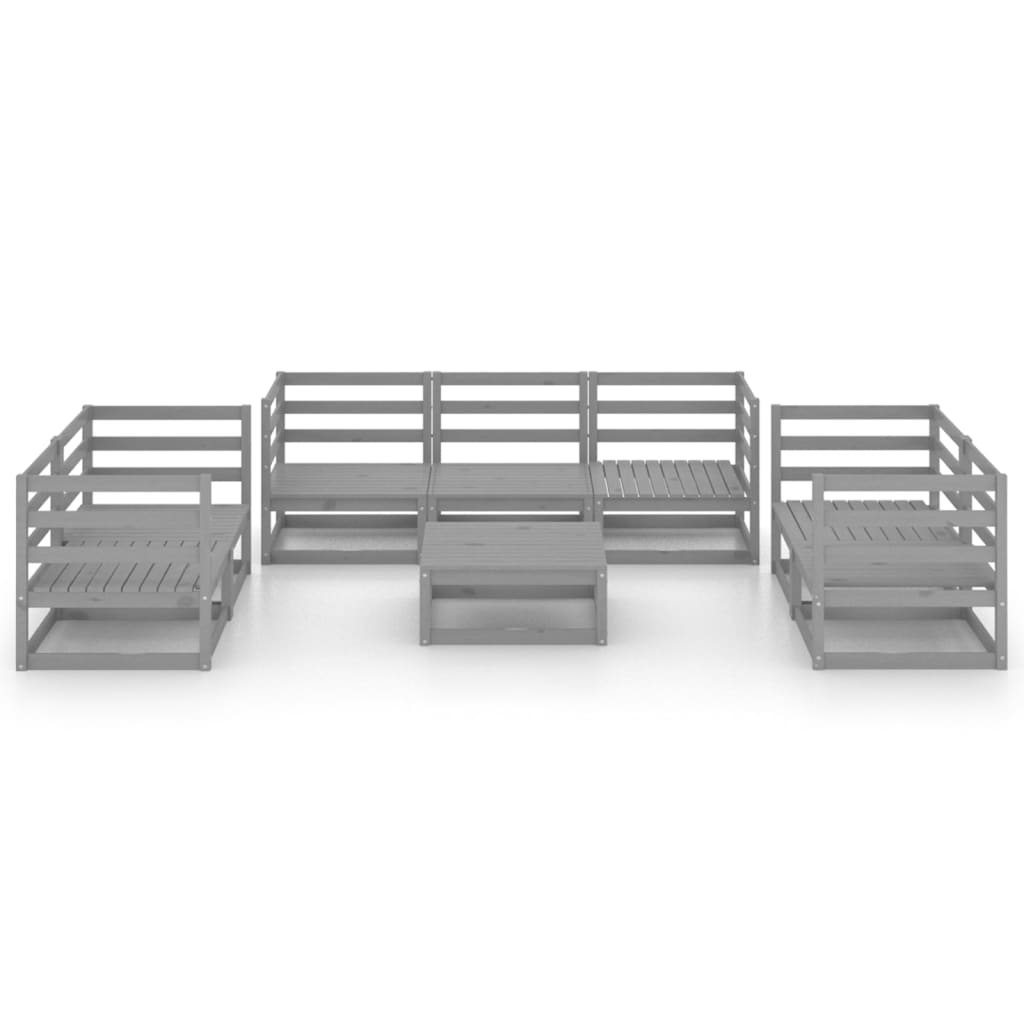 Salon de jardin meuble d'extérieur ensemble de mobilier 8 pièces gris bois de pin massif