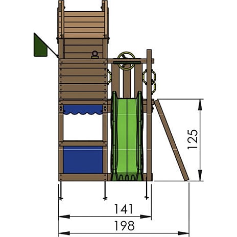Jungle Gym Resort legetårn komplet inkl. blå rutsjebane