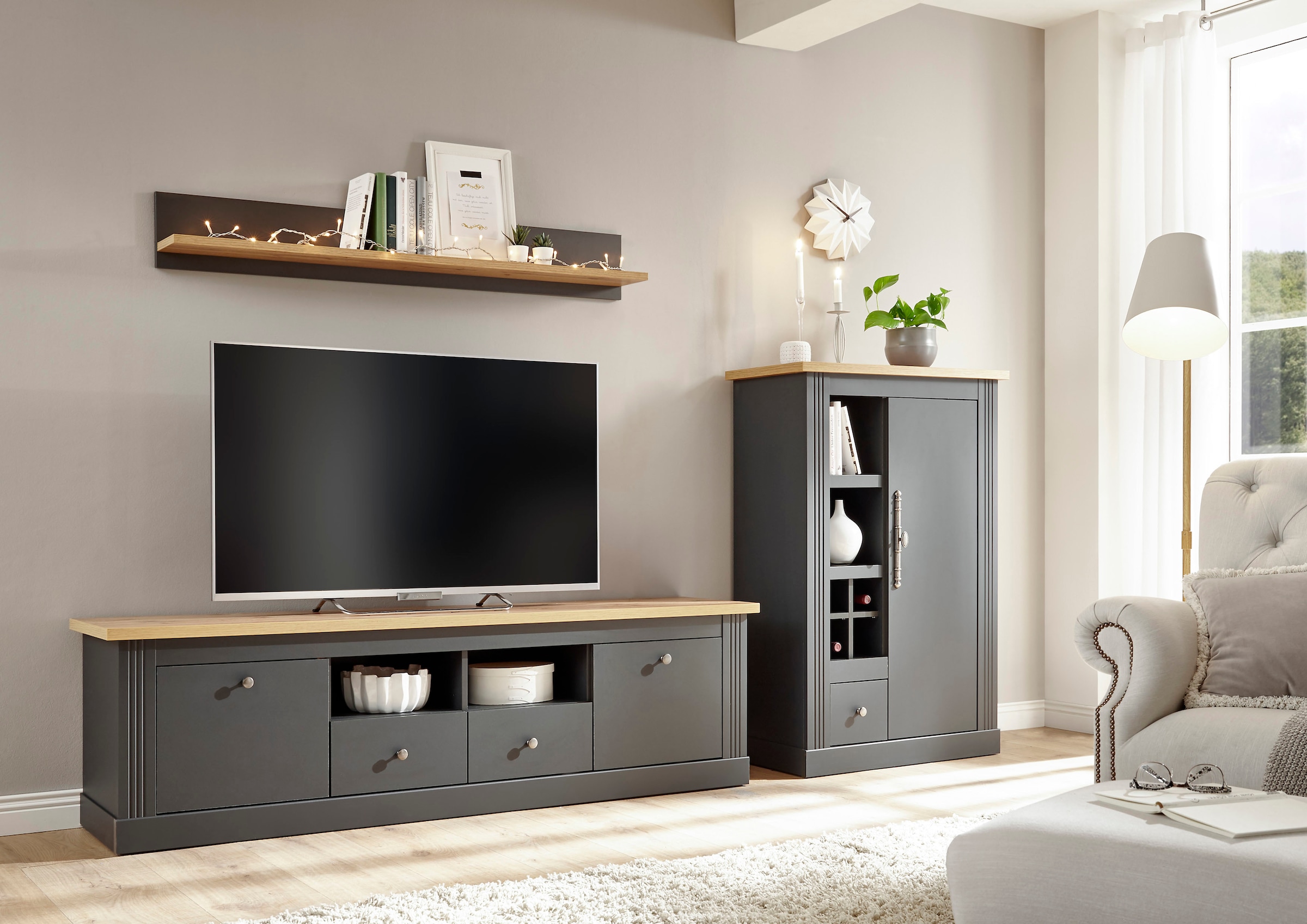 Home affaire Wohnwand »Westminster BESTSELLER!« Set, Lowboard, Kommode, Wandregal, 3 Stk. tlg.