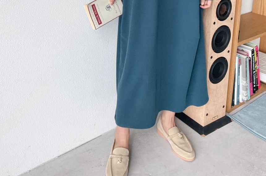 Chubby Girl - Lange mouwen effen losse midi-jurk
