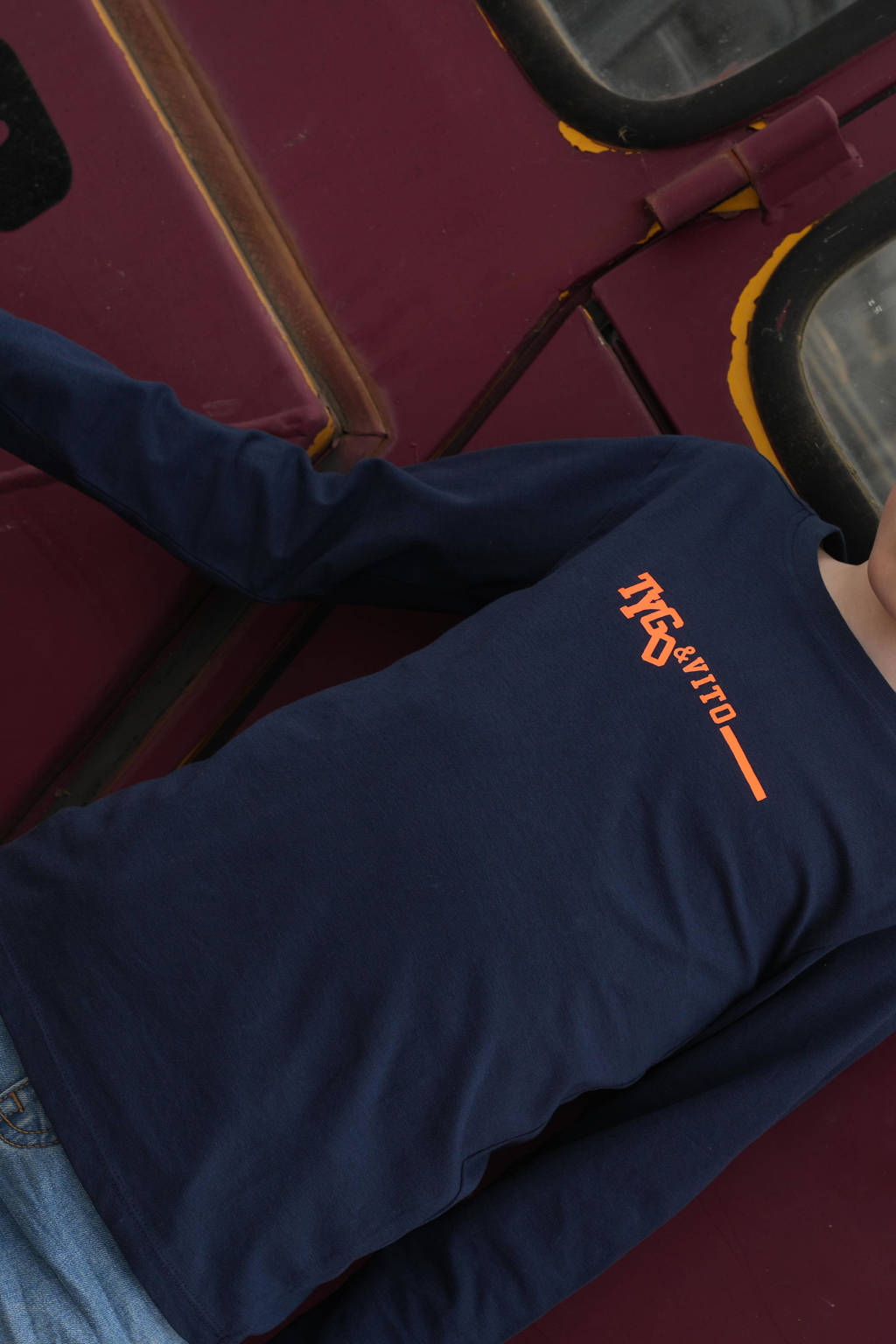 TYGO & vito longsleeve Mees met tekst donkerblauw