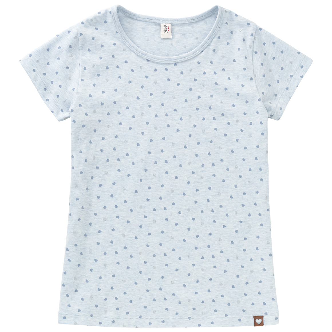 Yigga Mädchen T-Shirt mit Herzen hellblau