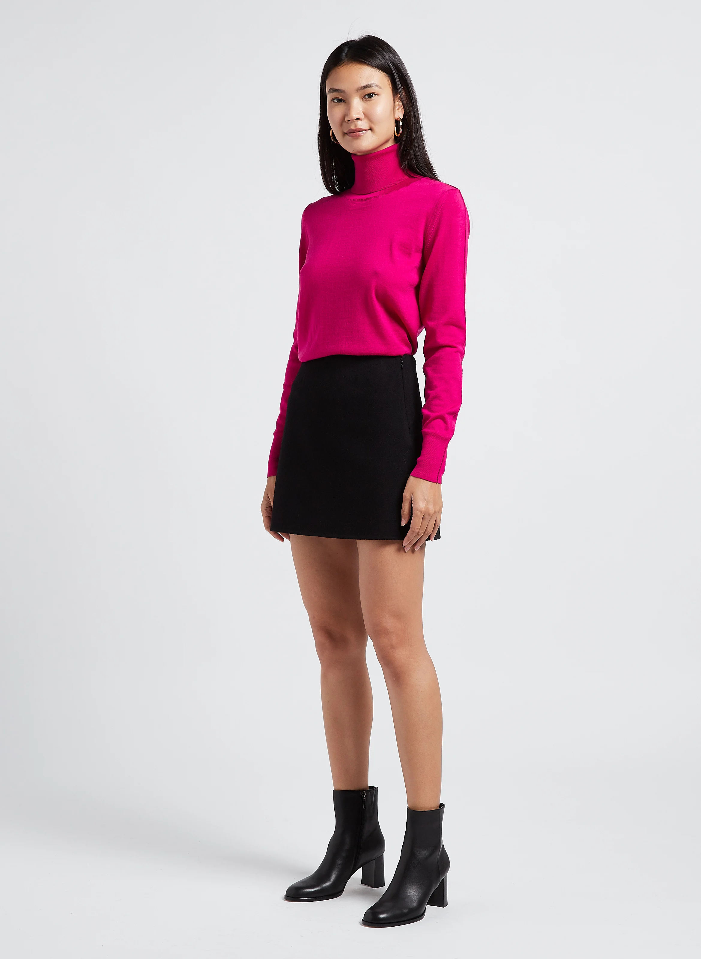 KOSI - Pull col roulé en laine mérinos | Rose