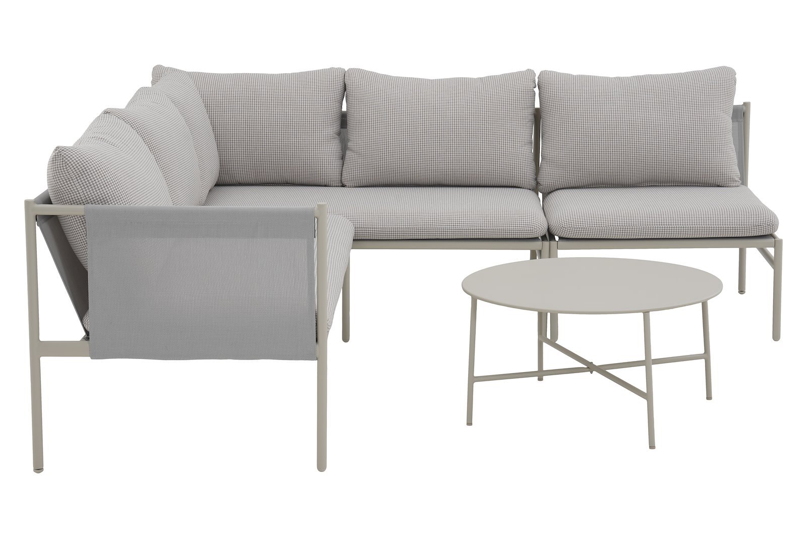 Cancun hjørnesofa Hvitlakkert med beige puter