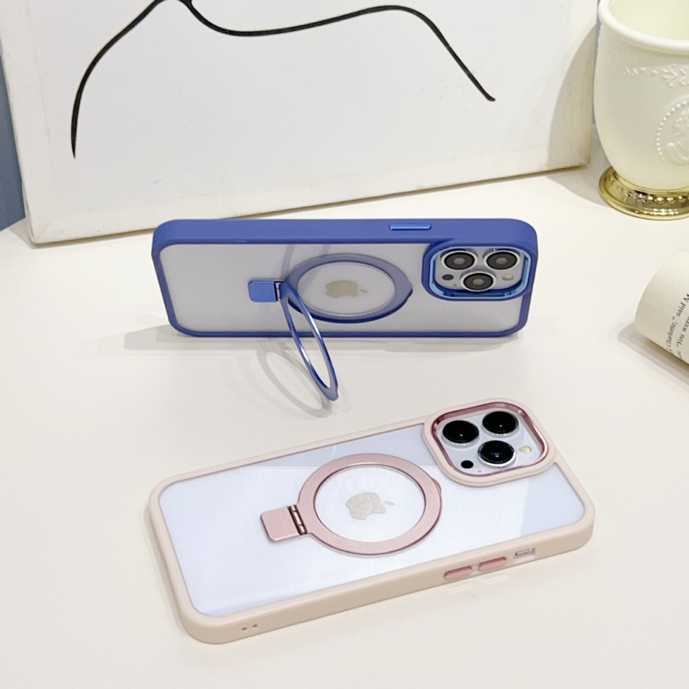 iPhone 14 Pro MagSafe Hybrid Hardcase Hülle   TPU Bumper   Kickstand Aufsteller - Blau