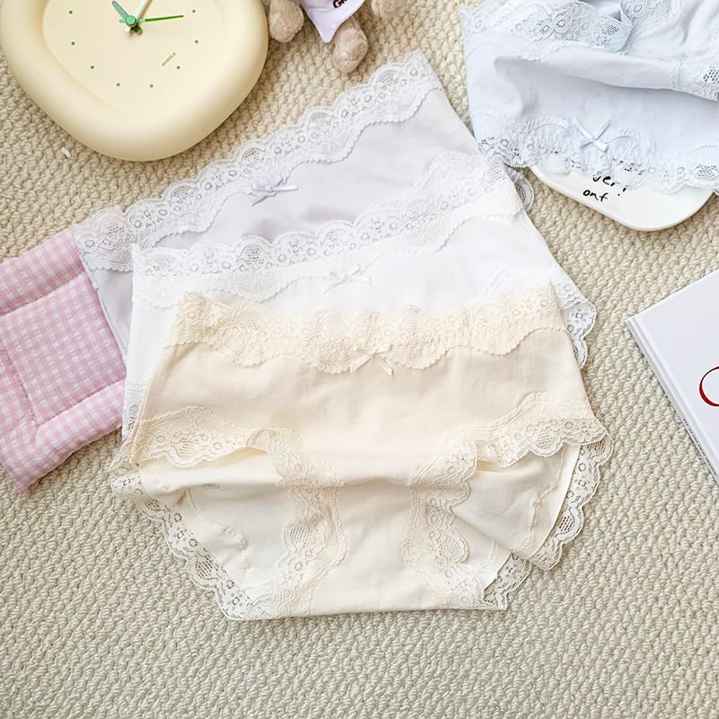 Nikiki - Kanten panty met effen strikpaneel
