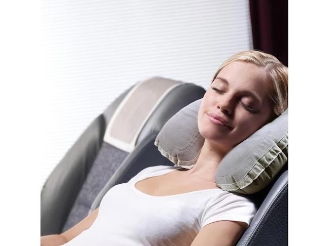 Super Snoozer Aufblasbares Nacken Kissen Reise Kopfstütze (450) - Grau